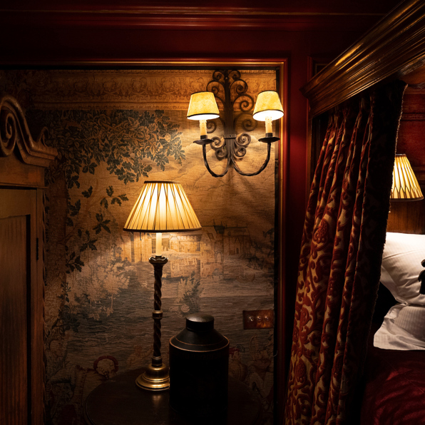 Sumptuous bedroom in a gothic-inspired suite at The Witchery with four poster bed