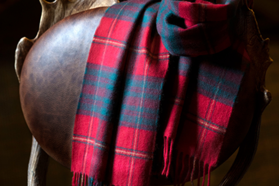 Bespoke tartan scarf handmade by artisans in Scotland