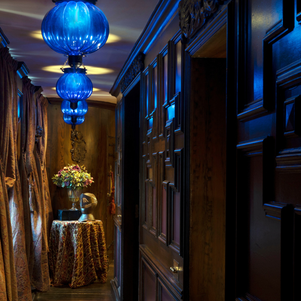 Wooden door in The Armory Room at The Witchery
