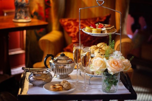 Festive Afternoon Tea at The Witchery with roses