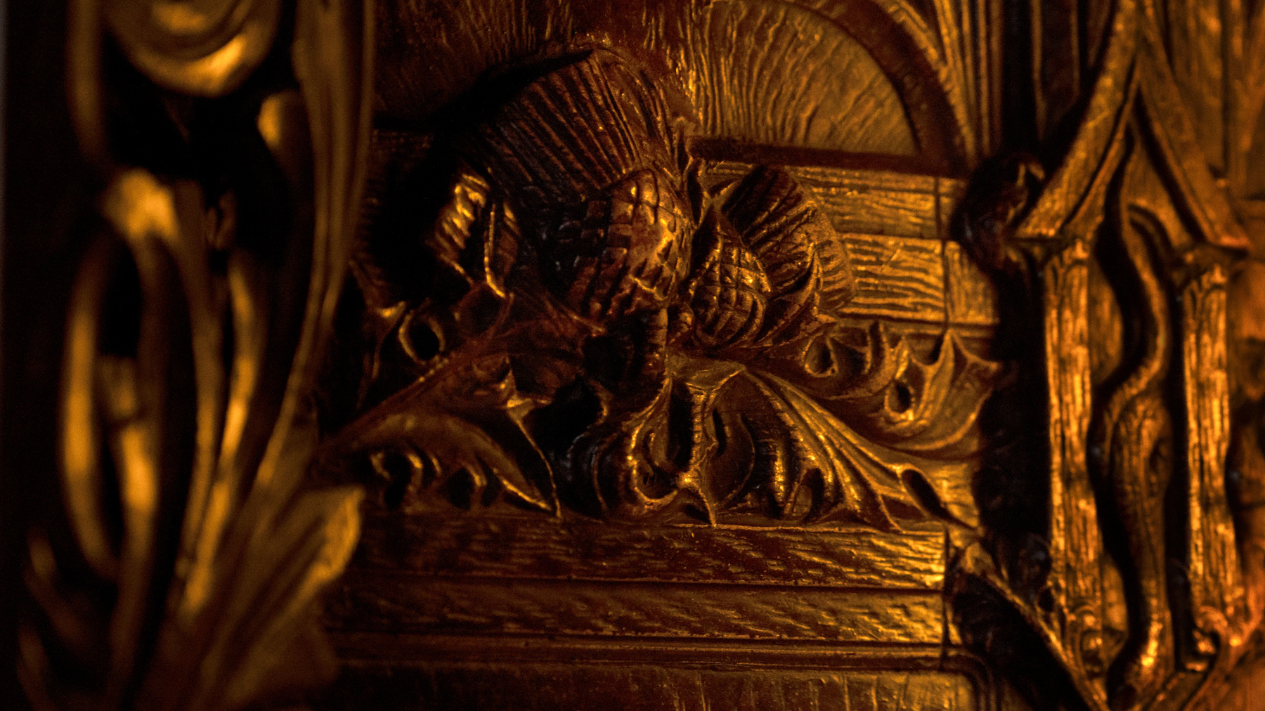 Wood Carving of a Thistle found in the Witchery