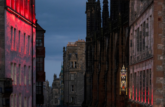 Picture of the Witchery Sign in Edinburgh at night time