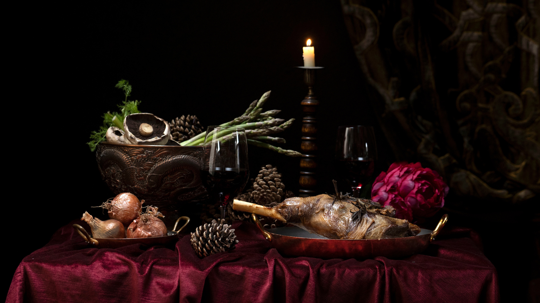 Bowls filled with vegetables at The Witchery Edinburgh
